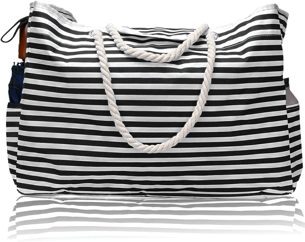 Veelzijdige extra grote waterdichte tote bag voor dames, als strandtas, reistas of organizer tas.