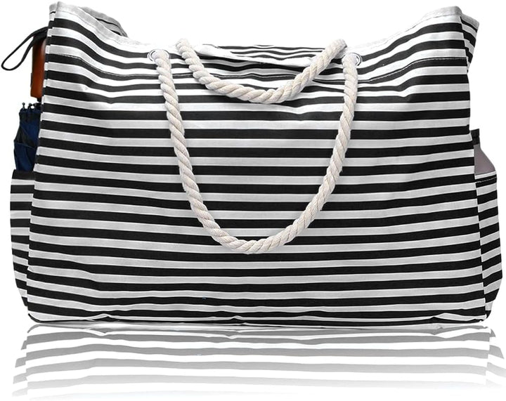 Veelzijdige extra grote waterdichte tote bag voor dames, als strandtas, reistas of organizer tas.