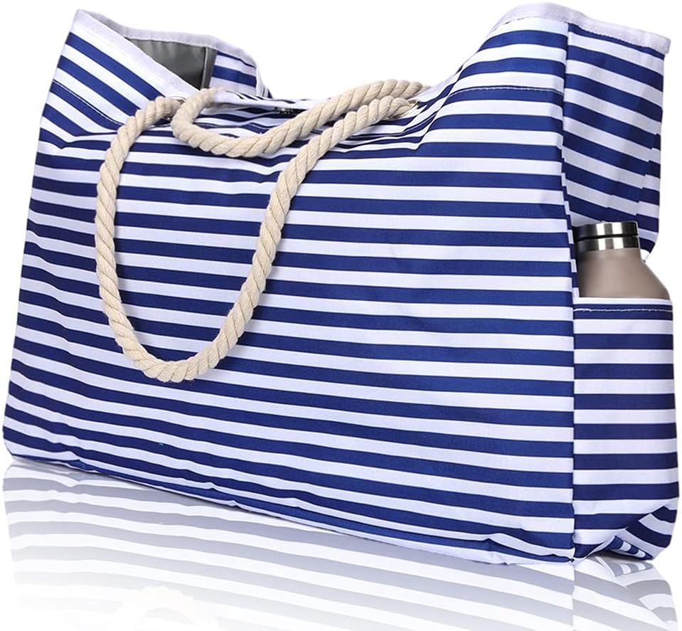 Praktische extra grote waterdichte strandtas met organizer, dames design. Inclusief handig reisetui.