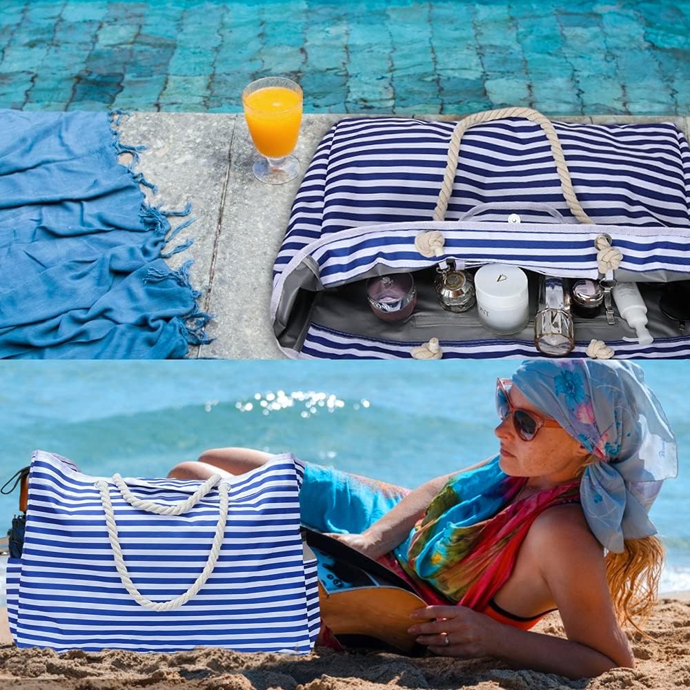 Handig waterdicht reisetui van de extra grote dames strandtas, perfect voor kleine spullen.