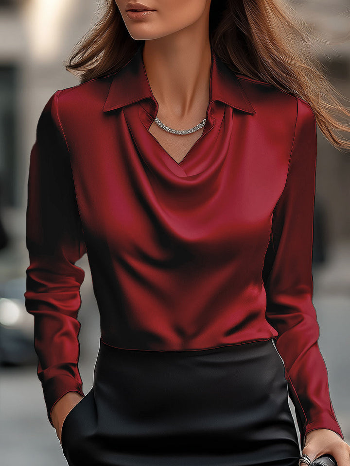 Modieuze lange mouwen blouse voor dames, watervalhals voor een elegante en trendy uitstraling.