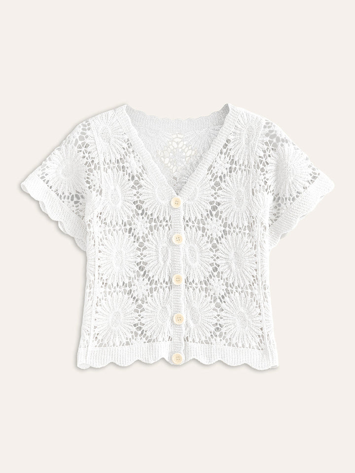 Damesvest met uniek bloemenmotief en knoopsluiting. Comfortabel en veelzijdig vest, perfect voor elke gelegenheid.