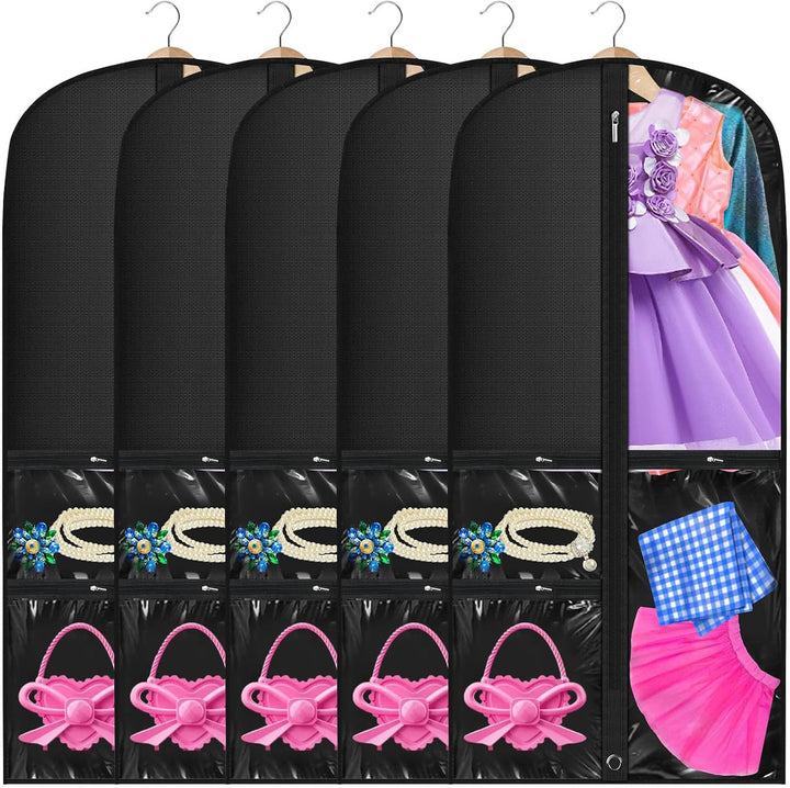 Dans- en kostuumhoes set (5-pack) voor bescherming en organisatie van kleding tijdens dans en theater.