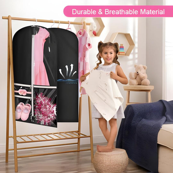 Danskostuum opbergen? Deze 5-pack kledinghoezen met transparant venster biedt optimale bescherming voor al je outfits.