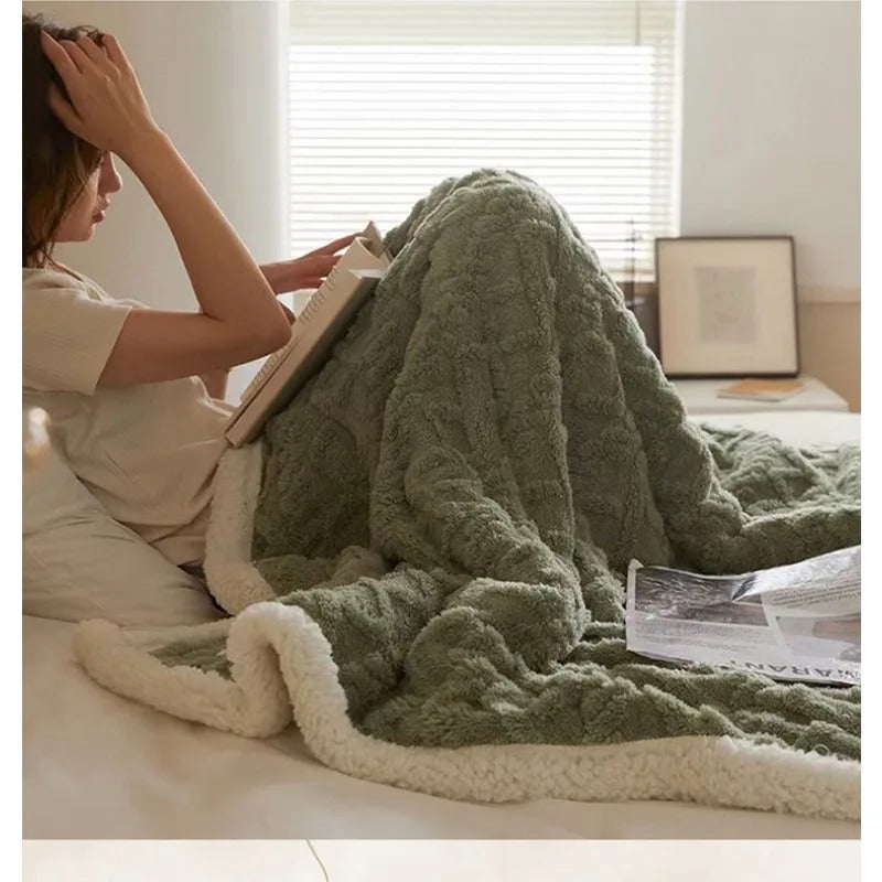 Warme lamswollen deken, het perfecte cadeau voor winterse gezelligheid en ultiem comfort.