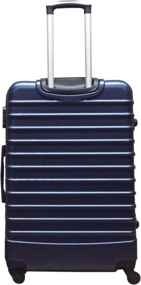 Praktische donkerblauwe hardcase trolley koffers (2-delig), perfect voor reizen en vakanties.