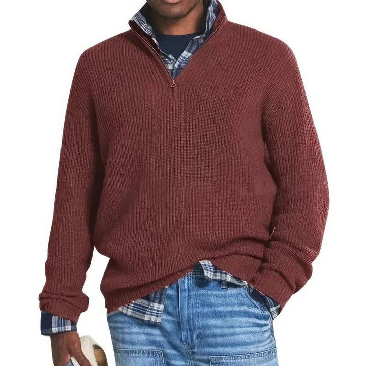 Donkerblauwe wollen herentrui met luxe wolmix, warm en stijlvol voor winter, geschikt voor casual en formele gelegenheden.