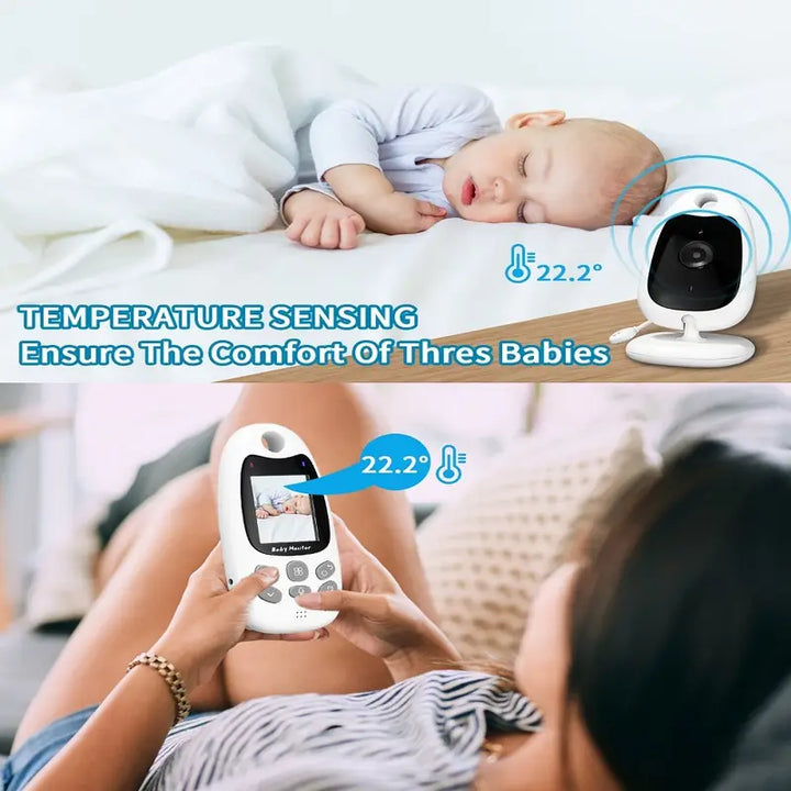 "Draadloze babyfoon met hoge resolutie, nachtzicht, tweewegcommunicatie en compact design voor veilige babybewaking."