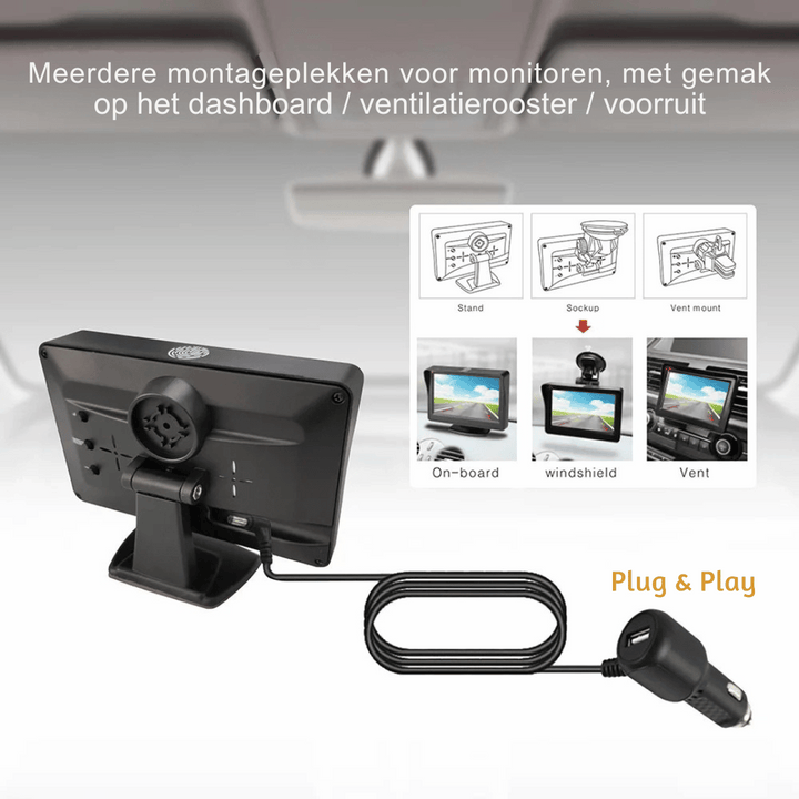 HD autocamera met nachtzicht en zonne-energie, draadloze parkeerhulp voor nauwkeurig achteruitrijden en rijveiligheid.