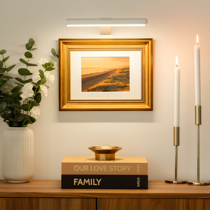 Eenvoudig te installeren draadloze LED schilderijverlichting; oplaadbaar, geen bedrading nodig voor kunstverlichting.