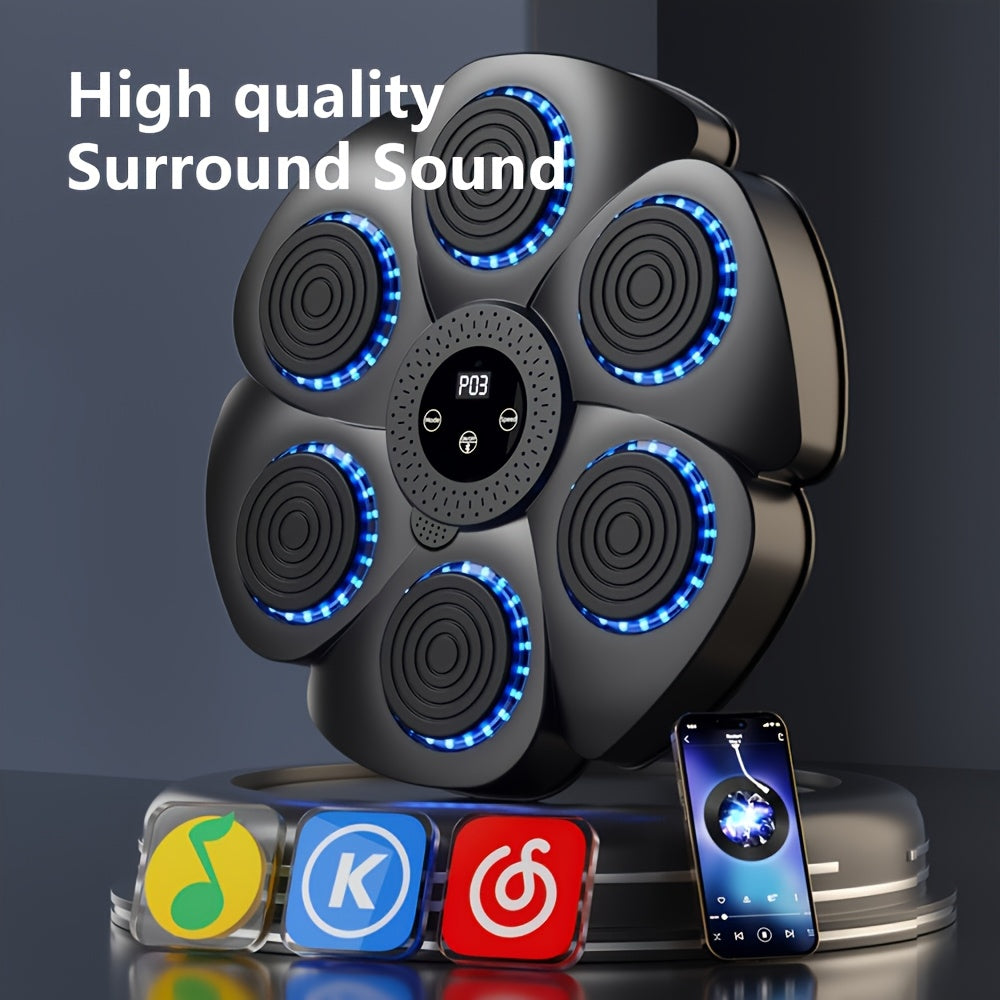 Interactieve boksmachine Smart PunchBox met draadloze muziekfunctie en USB-oplaadmogelijkheid, compact en stijlvol design voor dynamische training.
