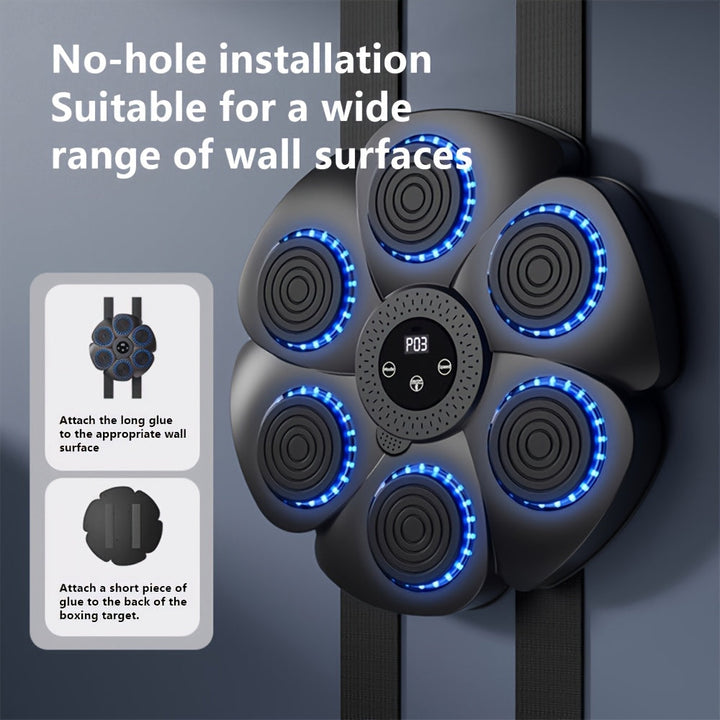 Interactieve boksmachine Smart PunchBox met draadloze muziekfunctie en USB-oplaadmogelijkheid, compact en stijlvol design voor dynamische training.