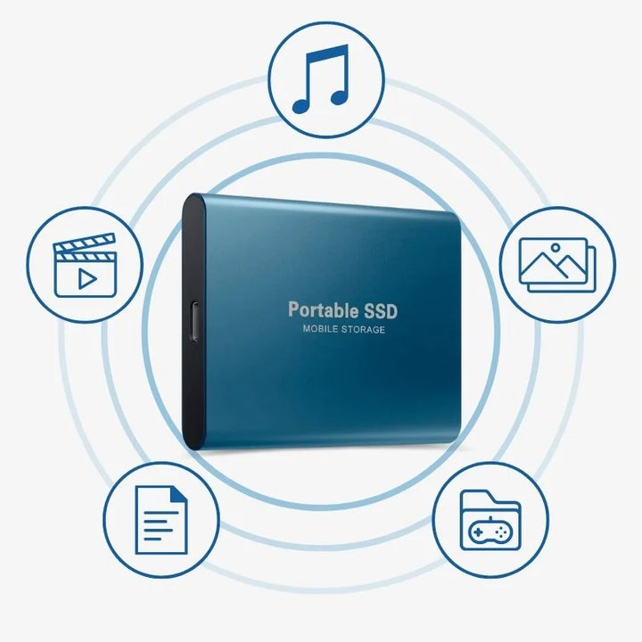 Draagbare externe SSD met USB 3.1 connectiviteit, garandeert supersnelle dataoverdracht en compatibiliteit.