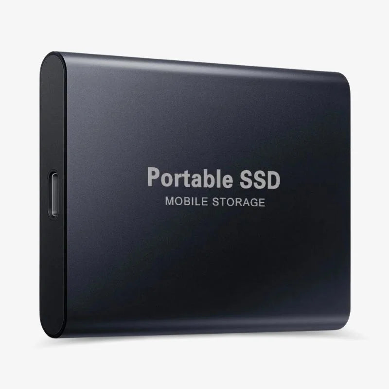 Robuuste draagbare SSD voor duurzame dataopslag en bescherming onderweg; compact en schokbestendig.