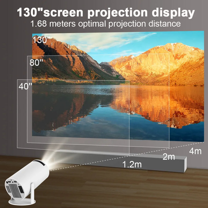 "Draagbare HD Outdoor Beamer voor thuisbioscoop, levendige projectie tot 120 inch, ideaal voor tuinfilmavonden."