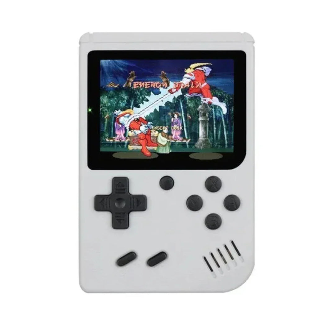 "Draagbare retro console, compact, met meer dan 400 klassieke spellen, ideaal voor nostalgisch gamen en onderweg gebruik."