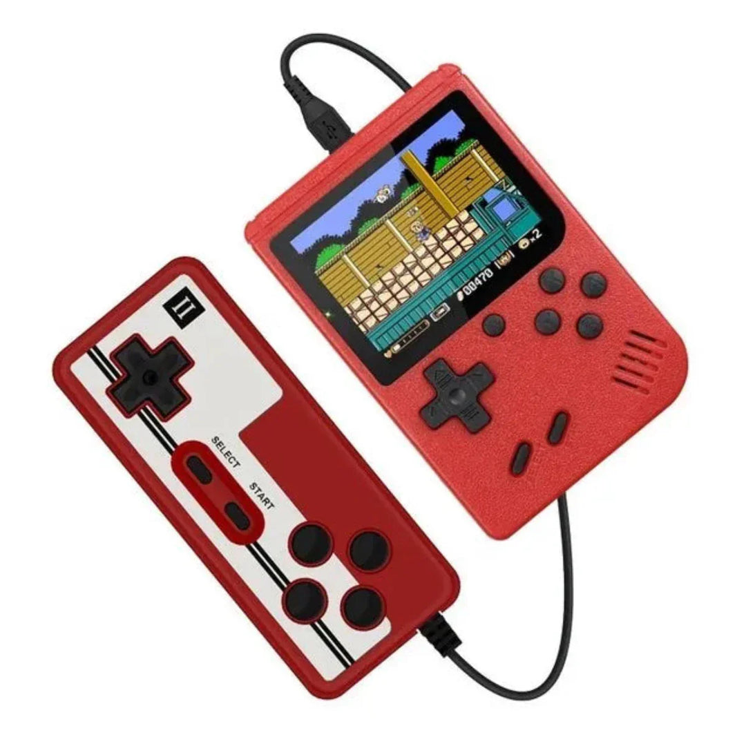 "Draagbare retro console, compact, met meer dan 400 klassieke spellen, ideaal voor nostalgisch gamen en onderweg gebruik."