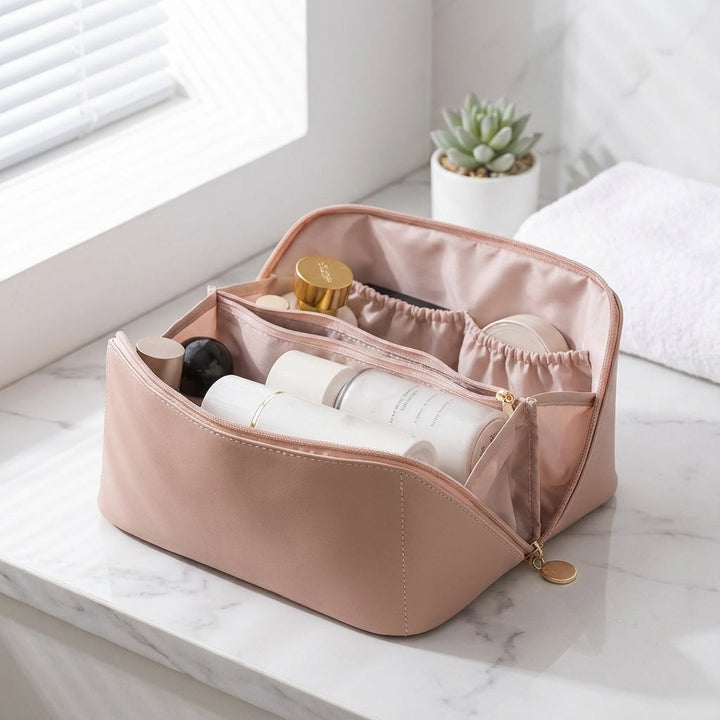 Draagbare TidyBloom cosmetica organizer, ideaal voor geordende opslag van make-up thuis en op reis.