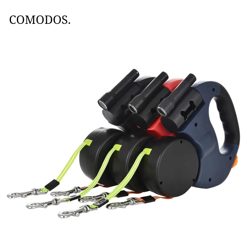 Dubbele hondenriem voor comfortabel wandelen met twee honden, optimale controle en veiligheid.