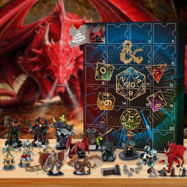 Dungeons & Dragons adventskalender. Dagelijkse D&D magische verrassingen voor fantasy fans.