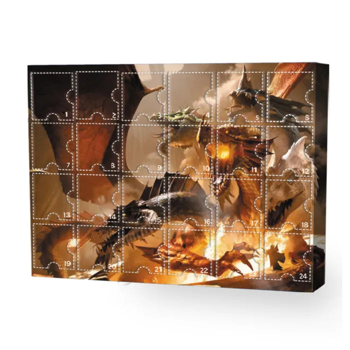 Dungeons & Dragons adventskalender met exclusieve D&D miniaturen en fantasy items voor spelers.