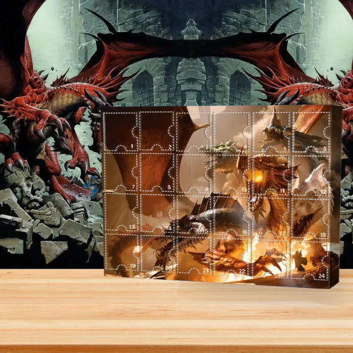 Geef een D&D geek cadeau: Dungeons & Dragons adventskalender met dagelijkse fantasy verrassingen.