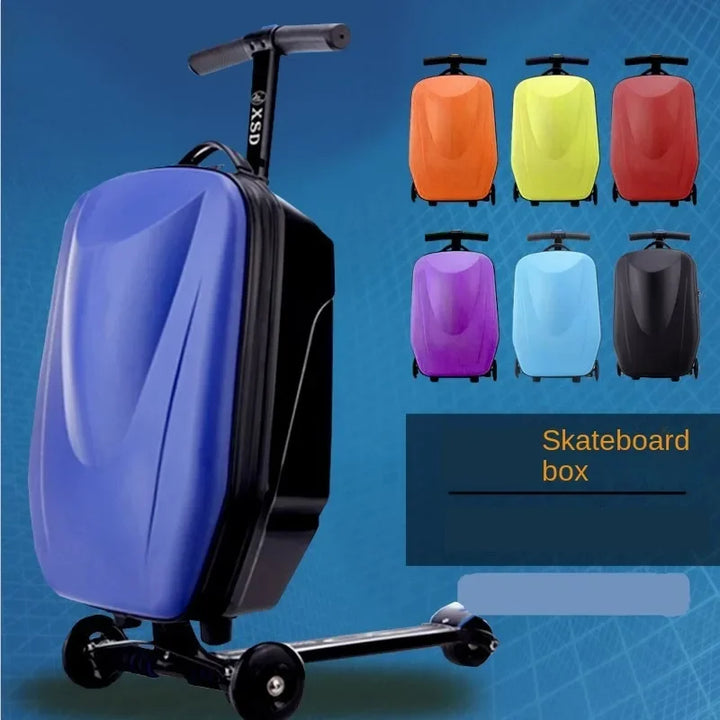 Sportieve Step-Kinderkoffer Oslo voor reizen en plezier. Handbagage reiskoffer en step in één voor jongeren.