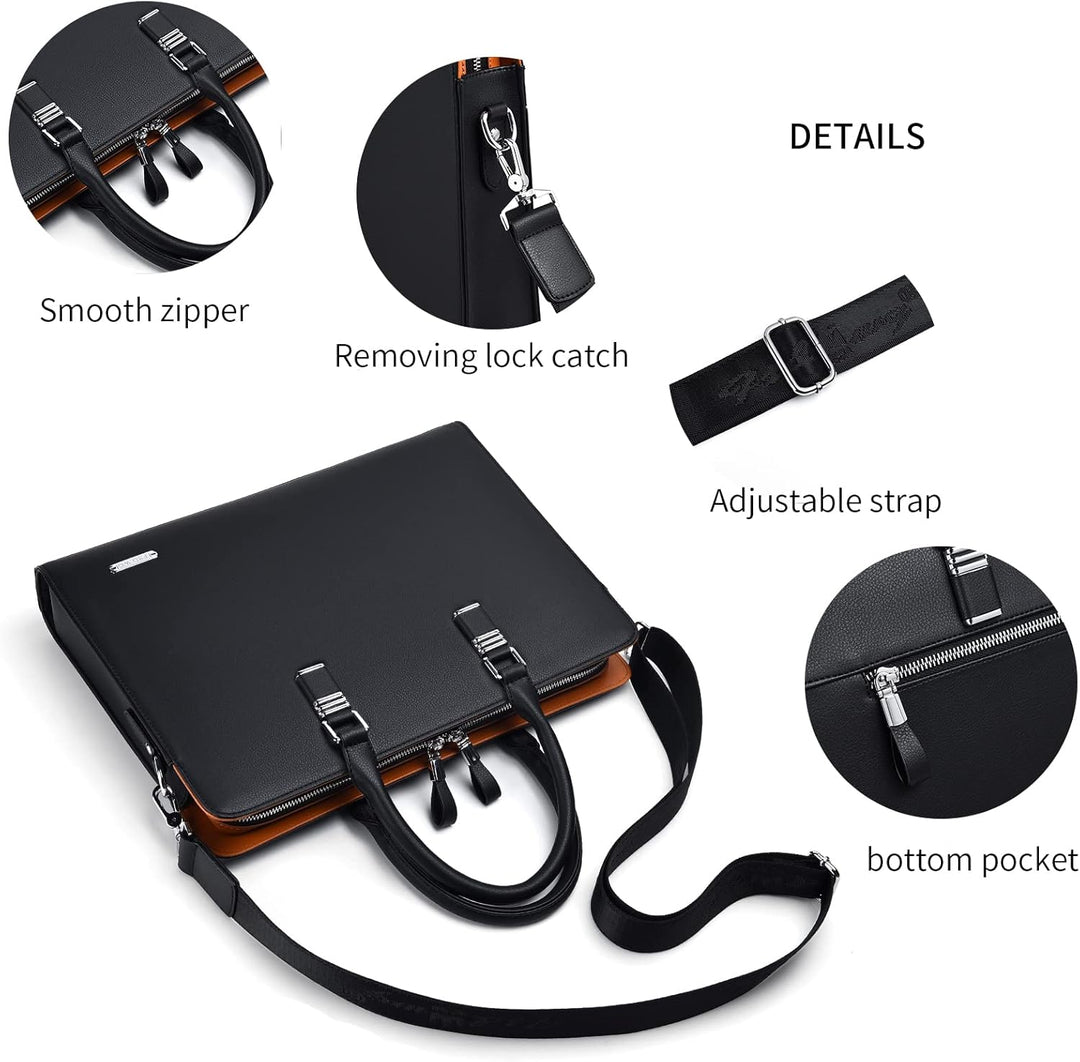 Elegante heren laptoptas van echt leer, met comfortabele handvatten en georganiseerde binnenzijde.