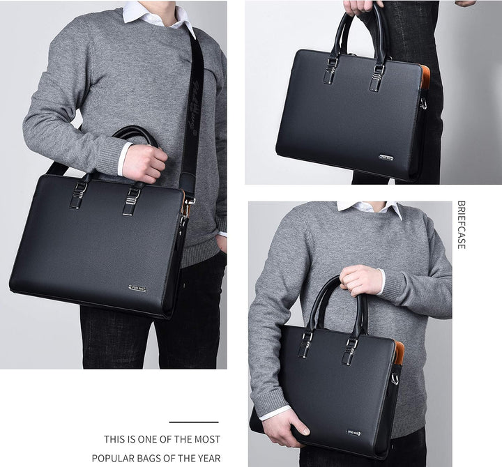 Luxe aktetas van echt leer, geschikt voor laptop en documenten, perfect voor zakelijk gebruik.