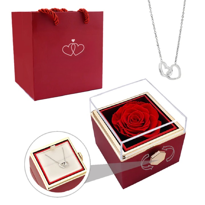 Eeuwige Roos Box met Gepersonaliseerde Ketting voor Dames