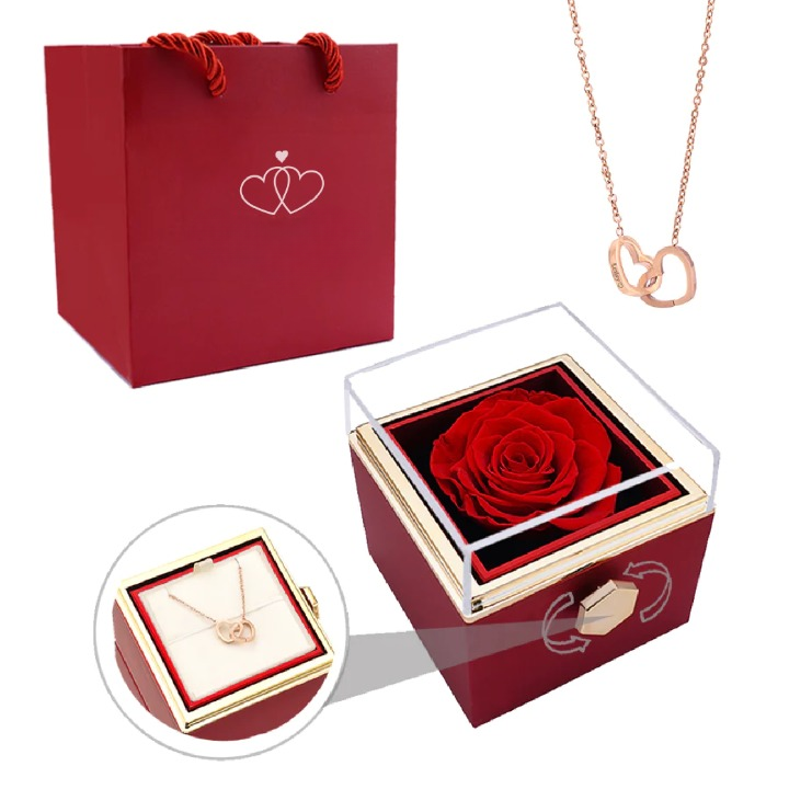 Eeuwige Roos Box met Gepersonaliseerde Ketting voor Dames