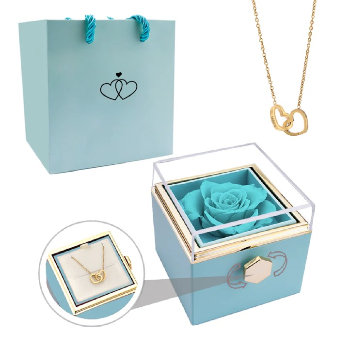 Eeuwige Roos Box met Gepersonaliseerde Ketting voor Dames