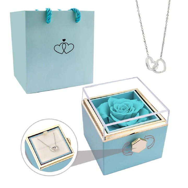 Eeuwige Roos Box met Gepersonaliseerde Ketting voor Dames