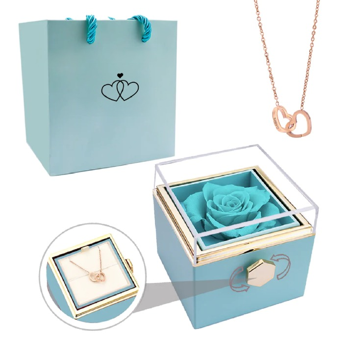 Eeuwige Roos Box met Gepersonaliseerde Ketting voor Dames
