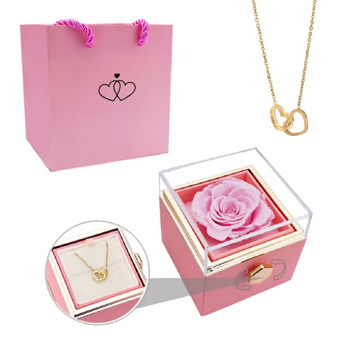 Eeuwige Roos Box met Gepersonaliseerde Ketting voor Dames