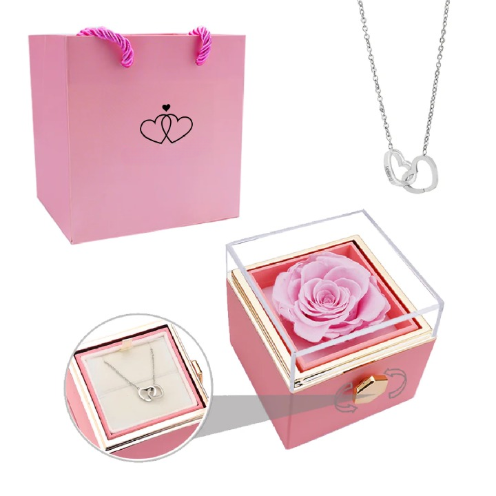 Eeuwige Roos Box met Gepersonaliseerde Ketting voor Dames