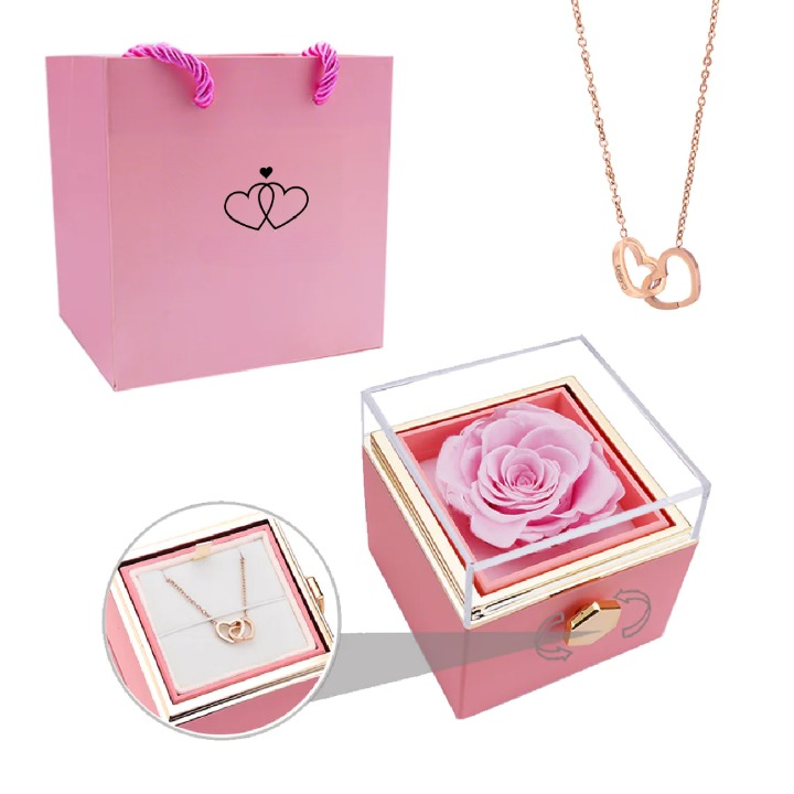 Eeuwige Roos Box met Gepersonaliseerde Ketting voor Dames