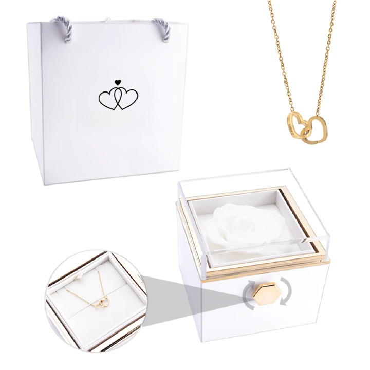 Eeuwige Roos Box met Gepersonaliseerde Ketting voor Dames