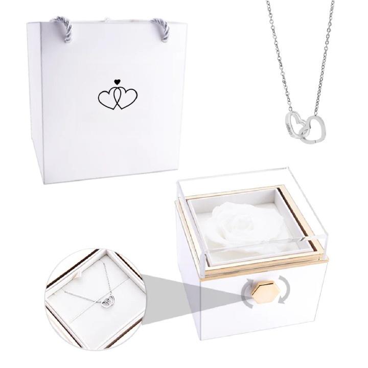 Eeuwige Roos Box met Gepersonaliseerde Ketting voor Dames