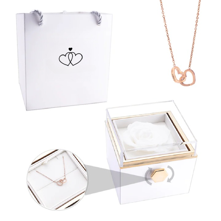 Eeuwige Roos Box met Gepersonaliseerde Ketting voor Dames