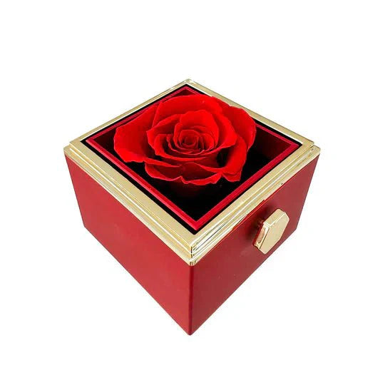 Eeuwige rozen doos met rosé gouden hartprojectieketting, betoverend en elegant sieraad voor betekenisvolle herinneringen.