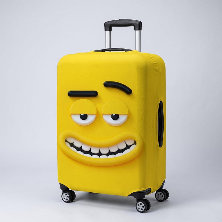 Sterke elastische kofferbescherming met vrolijke print. Duurzaam reisaccessoire voor al je vakanties en reizen.