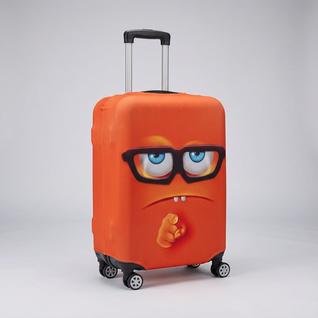 Rekbare kofferhoes van elastisch materiaal, past op diverse koffers. Vrolijke print voor herkenbaarheid op vakantie.