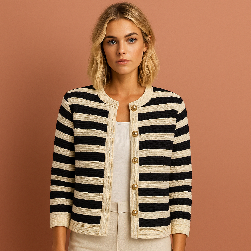 Elegant dames gestreept vest met knoopsluiting, comfortabel en casual voor elk seizoen, voorzien van stretch.