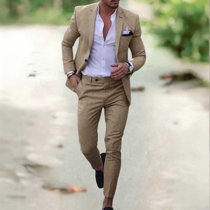 Comfortabele slimfit kostuumbroek van het Jason herenpak, ideaal voor een stijlvolle, zakelijke look.
