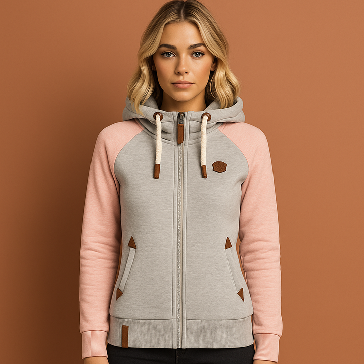 Comfortabel lichtblauw damesvest met elegante snit en rits. Perfect voor een casual, losse pasvorm.