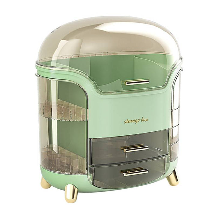 "Elegant zwarte/witte make-up organizer, hoogwaardig kunststof, meerdere vakken, stijlvol ontwerp voor georganiseerde ruimte.