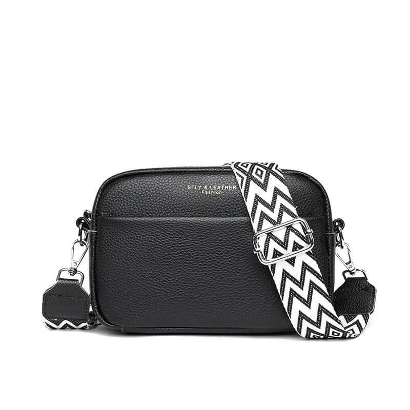 Elegante bruine leren crossbody damestas met verstelbare riem, perfect voor dagelijks gebruik; stijlvol en functioneel design