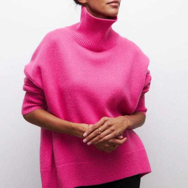 Casual, ruime dames trui met hoge kraag voor ultiem comfort en stijl in de winter.