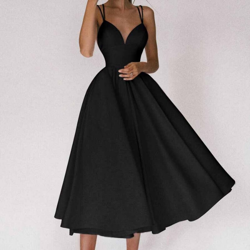 Elegante dames avondjurk met V-hals, ideaal voor feesten en speciale gelegenheden. Tijdloze mode voor iedere vrouw.